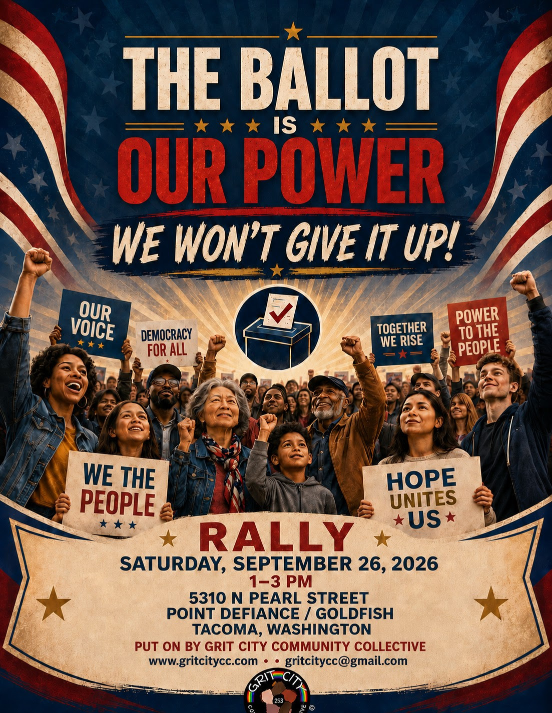 The Ballot Is Our Power rally flyer
